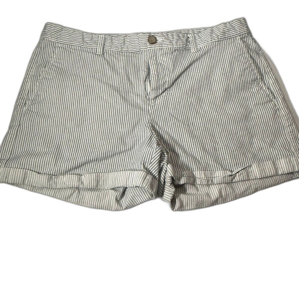 GAP Preppy Coastal Pinstripe Cuffed Girlfriend Shorts White & Blue Size 12